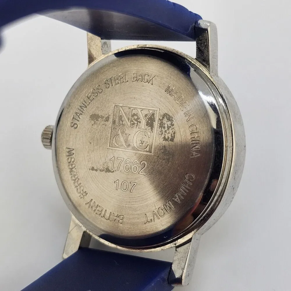 NY &‎ C Women's Watch 35MM Blue Dial Blue Plastic Bands New Battery